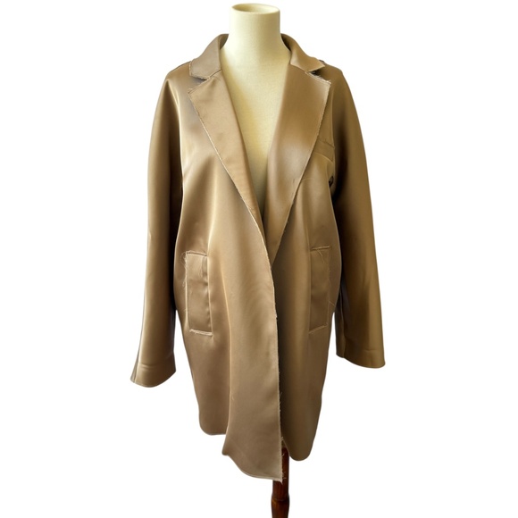 HOTEL PARTICULIER COAT UNLINED SHINY BRONZE LG PARISIAN CHIC ELEGANT DRAPEY - Picture 1 of 12
